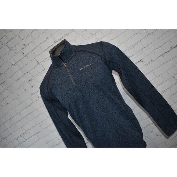 Eddie Bauer Mens Size Large Fleece Shirt Pullover 1/4 Zip Blue Performance - Picture 3 of 6
